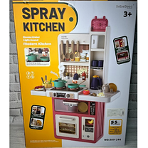 Багатофункціональна кухня "Sprey Kitchen 889-244" з водою і парою для дітей 88 см 55 елементів (рожевий), фото 5