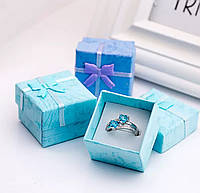Нежное кольцо с голубыми сердечками в стиле Пандора