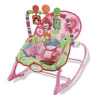 Шезлонг качелька для младенцев Шезлонг для новорожденных с дугой для игрушек Fitch Baby 98617 Розовый