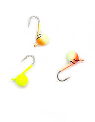 Мормишка вольфрамова Fishing ROI Шар з вушком MIX 4mm 0.59гр (салатовий, помаранчевий, червоний) (10 шт) (400-28-4)
