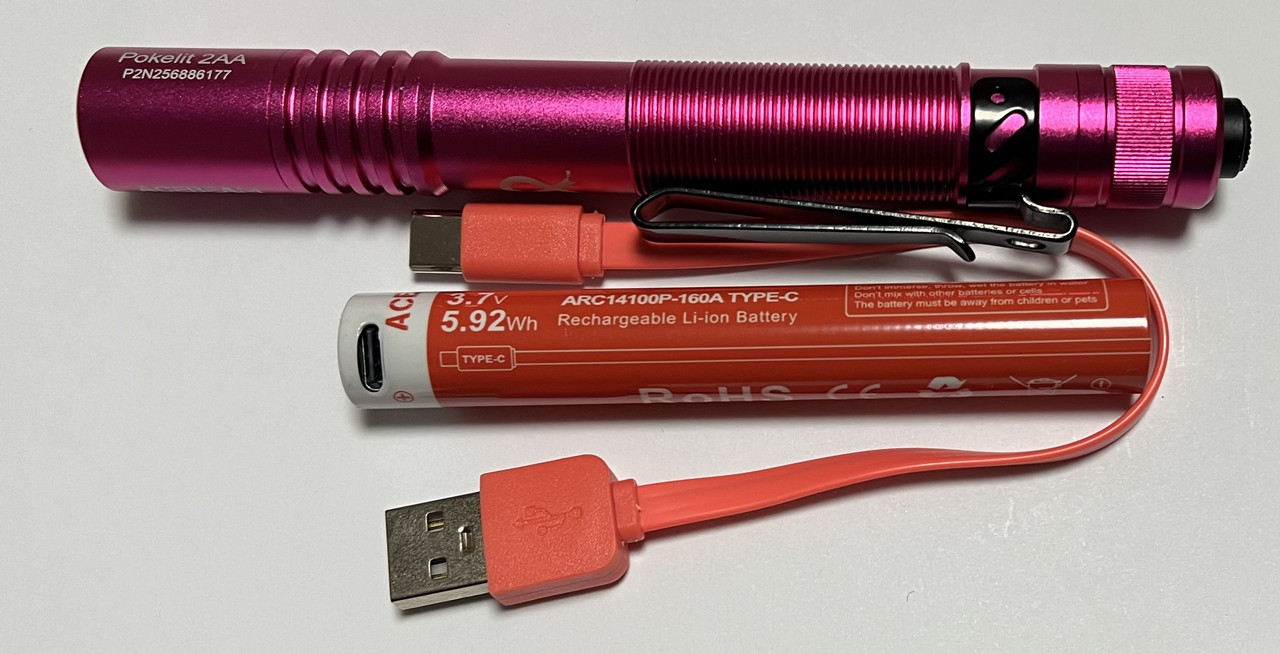 Acebeam Pokelit 2*AA NICHIA 519F розового цвета