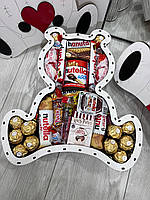 Подарочный бокс с сладостями "мишка", Подарочный набор сладостей в коробке маме, девушке, сестре