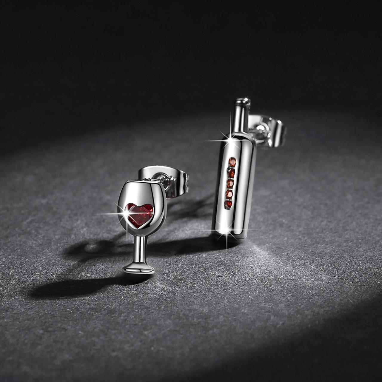 Серьги в виде бокала и бутылки вина . Серьги бокал вина и бутылка, фото 1