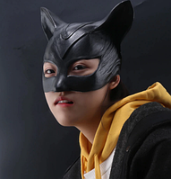 Маска Женщины Кошки, Catwoman, черная полулицевая латексная маска, супергерой из комиксов о Бэтмене, DC Comics