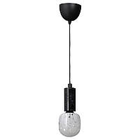 MARKFROST / MOLNART Подвесной светильник с лампой, черный мрамор/трубообразный белый/прозрачное стекло