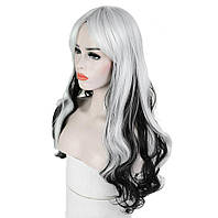 Длинные парики  - 71 см, черно-белые волнистые волосы, косплей, аниме.