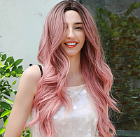 Длинные парики  - 70см, черно-розовый градиент, волнистые волосы без челки, косплей, аниме.