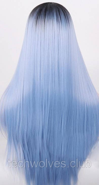 Длинный голубой парик омбре  66 см, прямые волосы градиент, парики из высококачественных синтетических