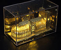 Металлическая сборная 3D модель Собор Парижской Богоматери с подсветкой 115*45*70 мм. Конструктор Нотр Дам