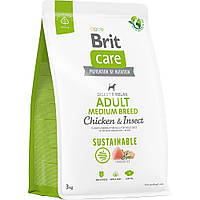 Brit (Брит) Care Dog Sustainable Adult Medium Breed для собак средних пород курица насекомые 3 кг