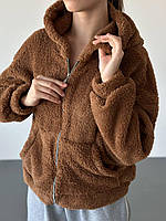 Худи женское теплое с капюшоном мех Тедди 42-46 (2цв) "WILD LOOK" от производителя