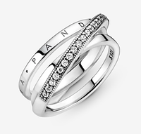 Тройное ленточное кольцо Pandora Пандора с паве