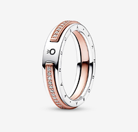 Серебряное кольцо двухцветное с паве Pandora Пандора