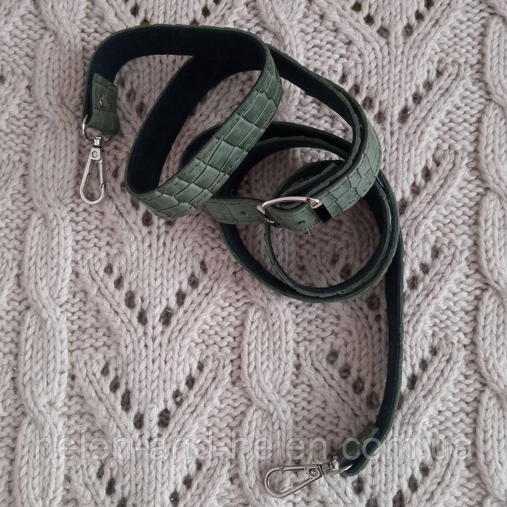 Ремінь сумки з натуральної шкіри 130*2. Зелений Пiтон, фото 1