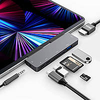 RREAKA USB-C Hub для iPad Pro 2021 2020 2018 12,9/11 дюймов, док-станция с адаптером типа C 7-в-1 с 4K HDMI