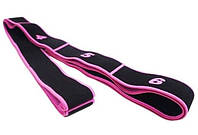 Эспандер-лента для растяжки, гимнастики, фитнеса, MS 2238-1, размер 90*4 см, разн. цвета чёрный с светло-розовым