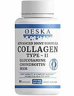 Колаген Oeska Тип 2 з Хондропротекторами 90 капсул | Глюкозамін, Хондроітин, МСМ | Joint Formula Collagen