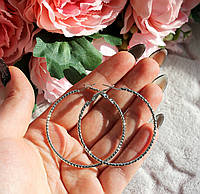 Жіночі сережки — 1950, кільця, 48 мм, колір срібло