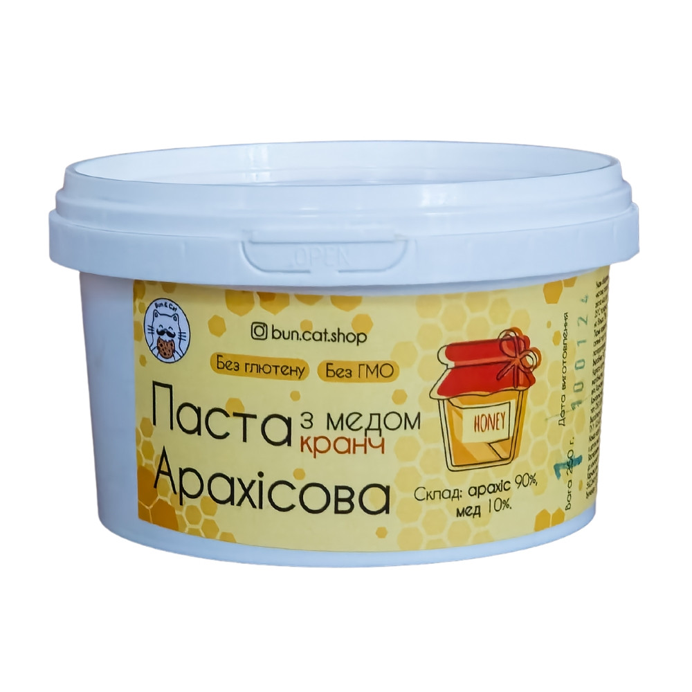 Арахісова паста з медом кранч 250 грам, фото 1