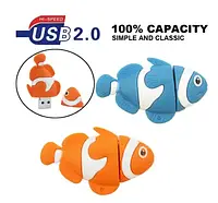 Флешка. 4 GB. USB Накопитель. Флеш-накопитель. JASTER. Резиновый корпус.Рыбка Nemo