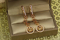 Серьги подвески Xuping Jewelry пять колец 5,2 см золотистые