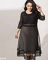 Вечернее нарядное платье женское верх приталенный низ клеш завышенная талия люрекс больших размеров 54-56