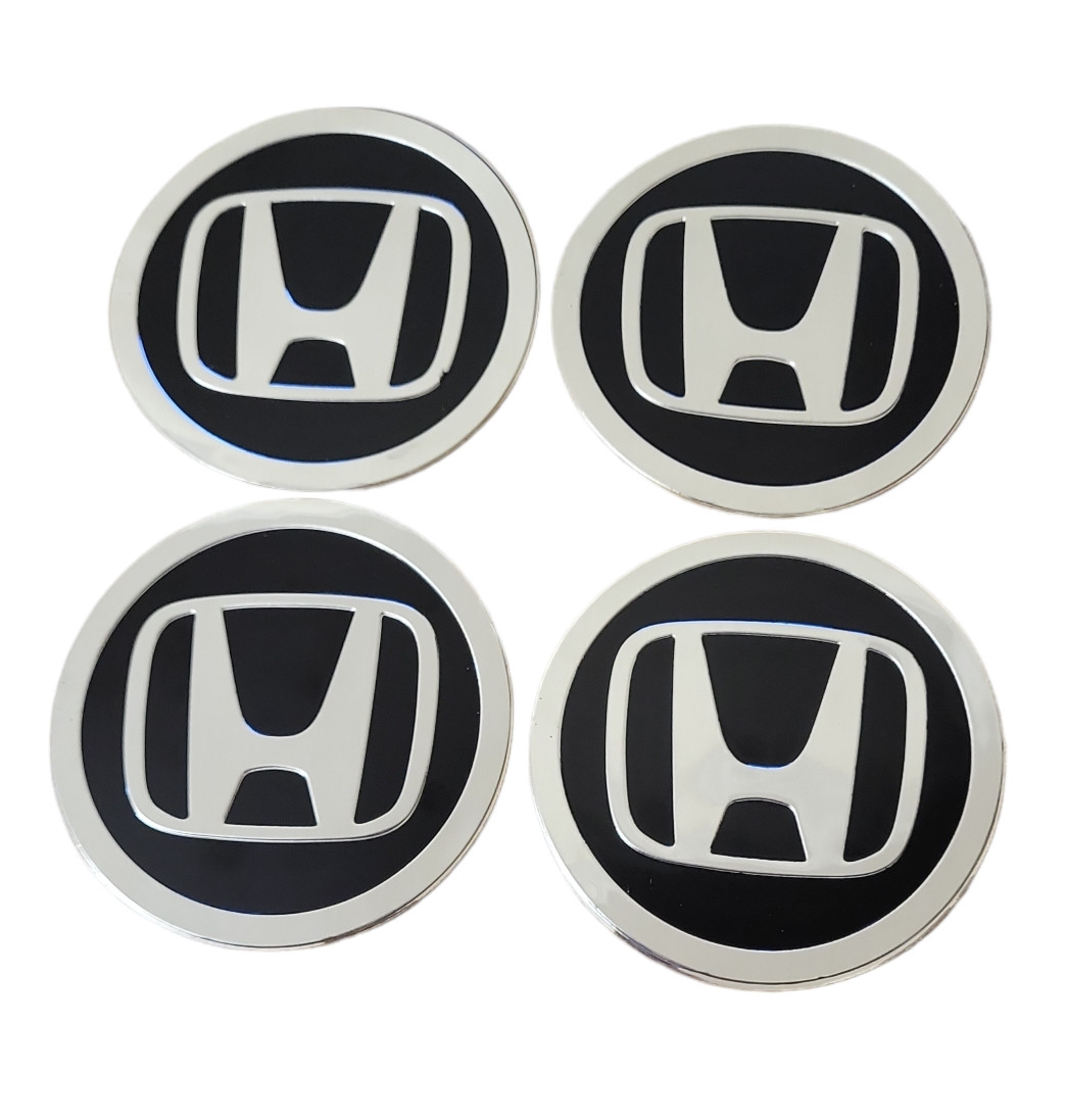 Наліпки на ковпаки, наліпки на диски Honda Хонда 90 мм Чорні 4 шт