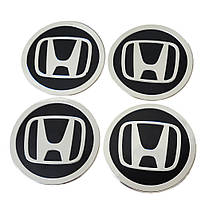 Наліпки на ковпаки, наліпки на диски Honda Хонда 90 мм Чорні 4 шт
