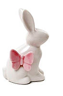 Статуетка порцелянова Кролик з рожевим метеликом 10 см. х 6,5 см.