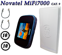 Комплект для 4G/LTE/3G c Novatel MiFi 7000 LTE Cat 9 до 450 мб/с и Антенна планшетная MIMO 2×24dbi (48дб)