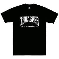 Черная футболка Thrasher x Huf унисекс Трешер Трэшер Хаф
