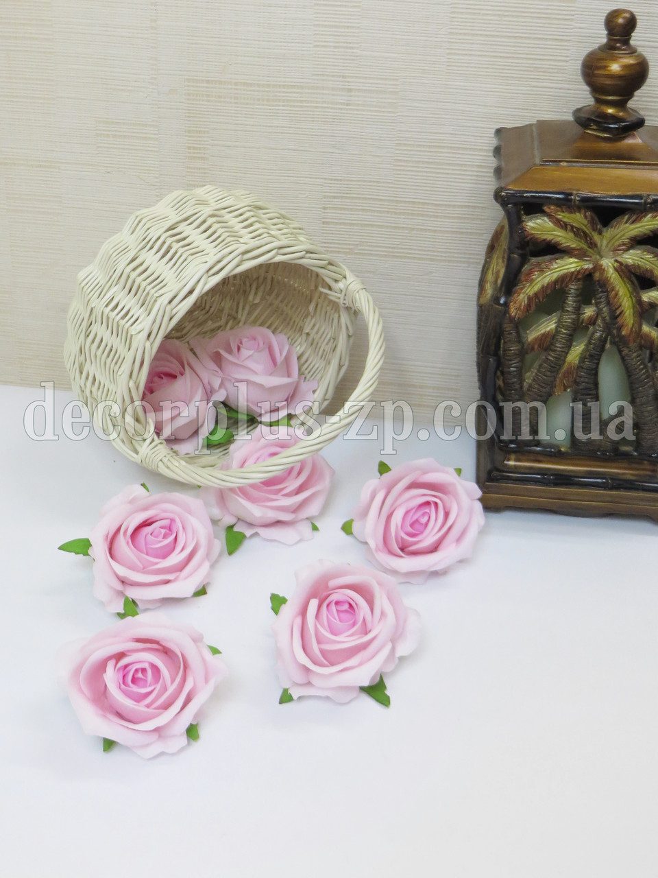 Головка троянди "Бархат" 6,5*5,5см. Рожева, фото 1