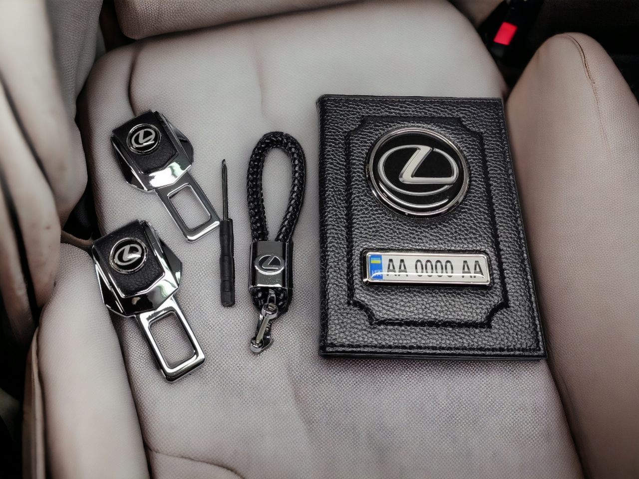 Комплект на подарунок з логотипом Lexus, обкладинка, брелок