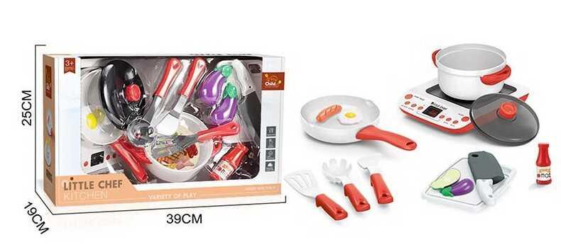 Іграшкова плита з посудом BC 9006, зі звуком, підсвіткою, продуктами, фото 1