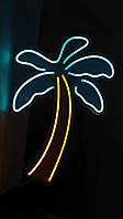 Яркая неоновая LED вывеска "Пальма", 340х500 мм, неоновый декор для дома и бизнеса.