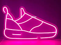Яркая неоновая LED вывеска "Кросовки", 500х320 мм, неоновый декор для магазина обуви и бизнеса