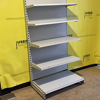 Пристінний торговий стелаж з металевими полицями MAGO б/у, 2100х1000 світло сірий