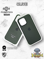 Оригинальный чехол с МагСейф на Айфон 14 Про Зеленый / Original Silicone Case iPhone 14 Pro Olive