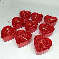 Свічки до Дня Святого Валентина серце з трояндою набор 9 шт