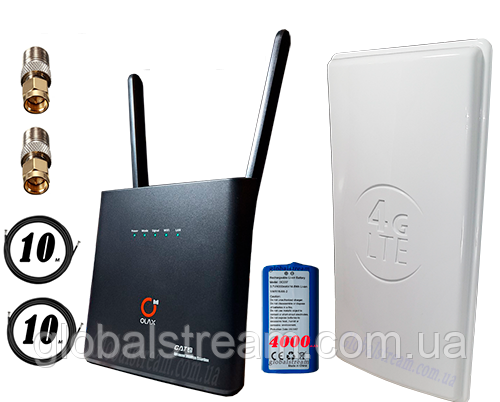 Комплект 4G WiFi роутер OLAX AX9 PRO LTE з акумулятором 4000 мА·год + Антена планшетна MIMO 2×24dbi (48дб)