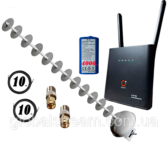 Комплект для 4G WiFi роутер OLAX AX9 PRO LTE з акумулятором 4000 мА·год + MiMo Стріла 1700-2170 МГц Пушка