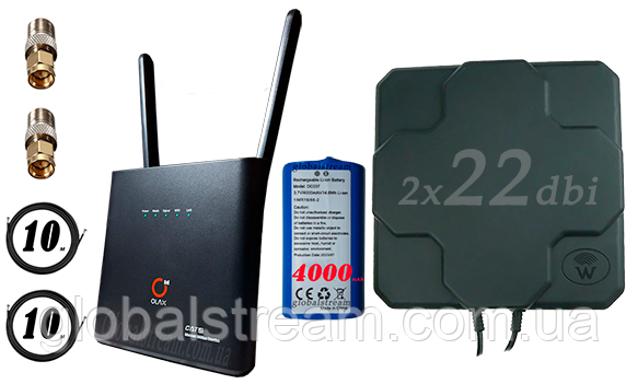 Комплект для 4G WiFi роутер OLAX AX9 PRO LTE з акумулятором 4000 мА + Антена планшетна MIMO 2×22dbi (44дб)