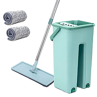 Комплект Швабра с ведром и губкой микрофиброй Hand Free Cleaning Mop G3 Small с отжимом Зеленая