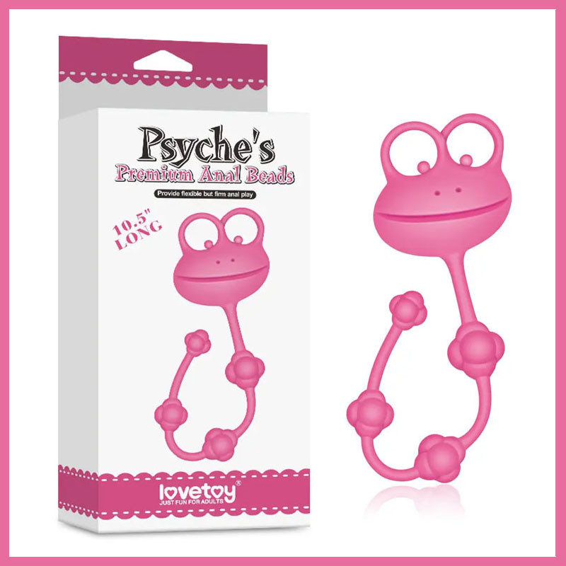 Силіконовий анальний ланцюжок ручкою Silicone Frog Anal Beads анальні кульки та намиста рожеві секс іграшки