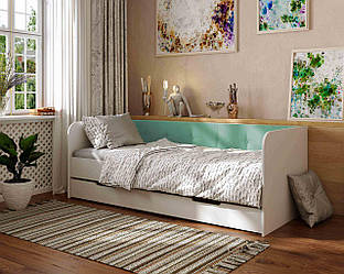 Ліжко-диван+шухляда Валенсія/Valencia 194х65х95 (сп.м.190х90) Viorina-Deko бірюзовий