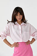 Подовжена жіноча сорочка з напівкруглим низом — пудра колір, L (є розміри)