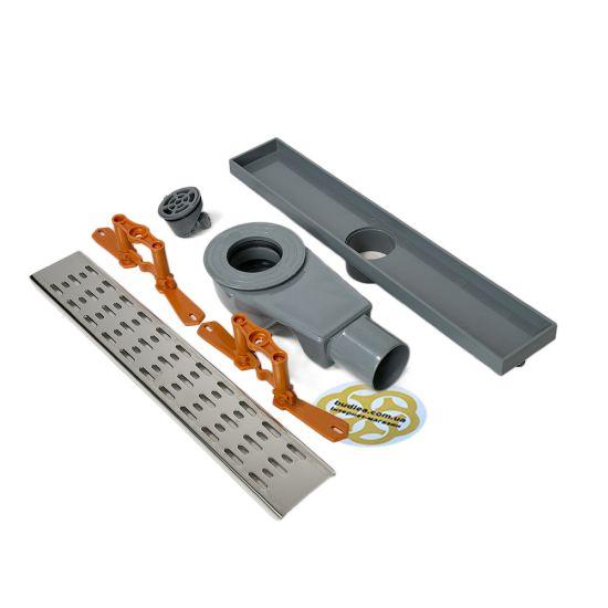 Трап з нержавіючої сталі для душу CLASSIC 40 см, горизонтальний s-подібний сифон, решітка дощ FEHA, фото 1