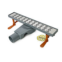 Трап з нержавіючої сталі для душу CLASSIC 40 см, горизонтальний s-подібний сифон, решітка дощ FEHA, фото 2