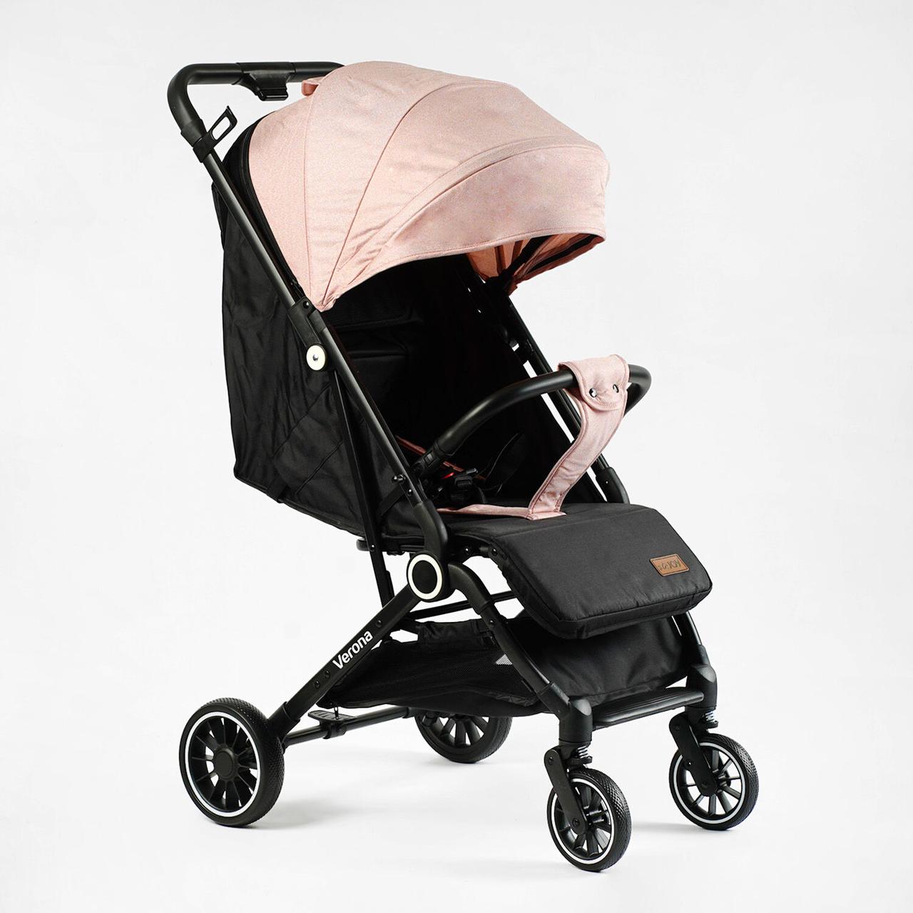 Коляска прогулянкова JOY Verona 43211 рожева рама сталева футкавер підсклянник телескопічна ручка