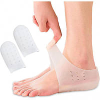 Силиконово-гелевые носки увеличения роста (4 см белого цвета), Геловые протекторы для пяток, подпятники